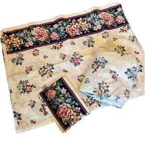 Vintage WestPoint Stevens Floral Twin Sheet Set Flat Fitted & Case Blue Cottage
